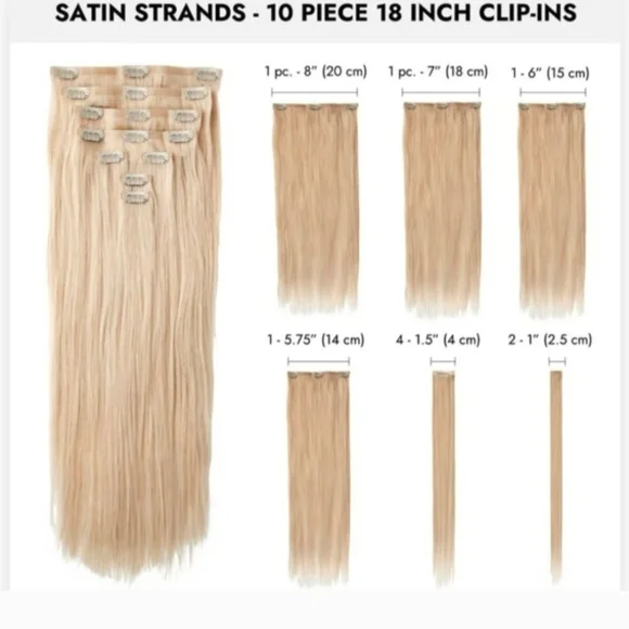 18" Seamless Clip-In Hair Extensions - Platinum Blonde - Picture 2 of 2